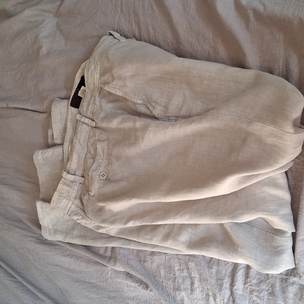 Zegna men's stone color linen pants made in Italy E.U.C
